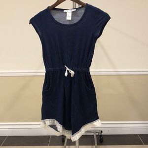 Izzy & Addie Girls Navy Short Sleeve Romper